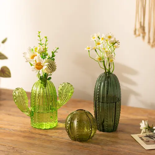 Cactus Glass Vase, 3 Pcs Plant Propagation Station Terrarium Jars for Plant Cuttings, Air Plant Holders, Home Garden Decor for Hydroponics Plants, Christmas Gifts for Plant Lovers