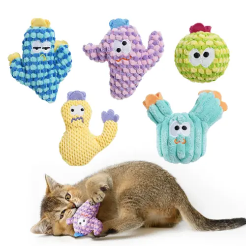 Pawsible 5 Pack Colorful Cactus Cat Toy Set, 100% Premium Cat Herb Filling, Natural Stimulation for Cats, Soft Teething Toys, Perfect Kitten Toys #backtoschool #sohochic