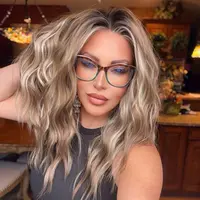 AISOM Mila Hazelnut Mix Blonde Water Wave 13x4 Free Part Synthetic Lace Wig with Scandinavian Hairline Glueless Low Density 120% 16 Inch