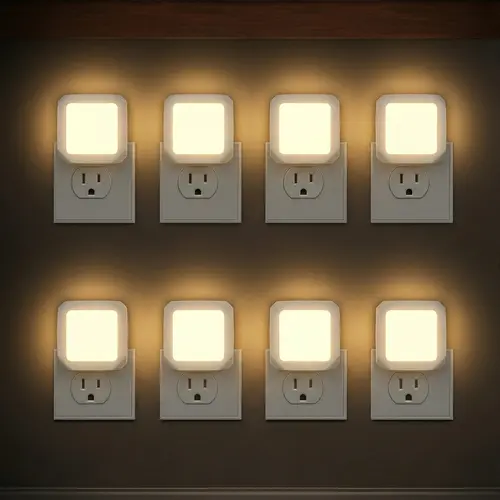 【GLEAM】8 Pack Night Lights Plug into Wall, Dusk to Dawn Nightlight Led Night Lights for Bedroom, Bathroom, Hallway Warm White Home Lighting