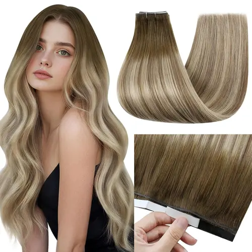 Full Shine Tape in Hair Extensions Genius Weft Tape in Extensions 1 Pcs 18-24Inch 50G And 4 Pcs 16-22Inch 90-120G #tiktokshopsummersale