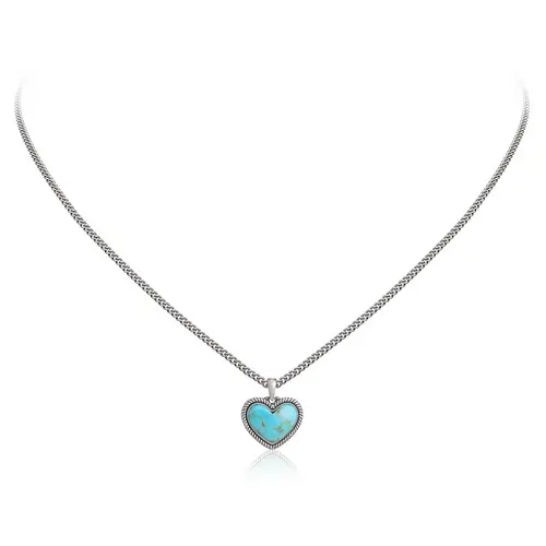 Wrangler  Heart Pendant Necklace for Women Silver Plated Teardrop Gemstone Jewelry Western Style Adaptable for Everyday & Special Occasions