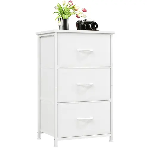 【Somdot】3-Drawer Fabric Storage Tower Organizer Cabinet Storage - Modern Dresser, Bedroom Closet & Entryway Indoor Furniture,dorm essentials,home decor