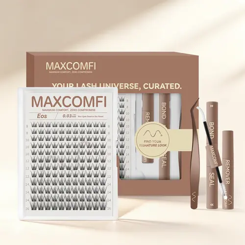 MaxComfi Eos Cluster Lashes - Ghost Lashes Vibe, Long-Lasting, Waterproof, Super Soft & Thin Band, Secret Style Venus Velure, Natural Daily Volume, Beginner-Friendly DIY Makeup for Flawless Voluminous Look, Beginner-Friendly Diy Lashes Summervibes
