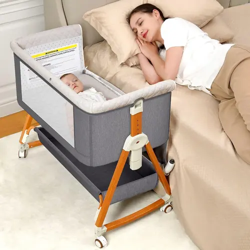 3-in-1 Baby Bassinet Bedside Sleeper - Portable Swing Cradle, Travel Crib, Foldable Portable Newborn Bassinet, Convertible Crib with 6 Adjustable Heights, Carbon Steel Frame, Wheels, Mesh (Newborn Baby Stuff),sohochic