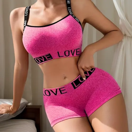 Women's Seamless Comfort Underwear Set, Medium Support Unlined Bra & Boyshorts for Daily Wear, Sexy Fitted Lingerie Set Bra Sets for All Seasons