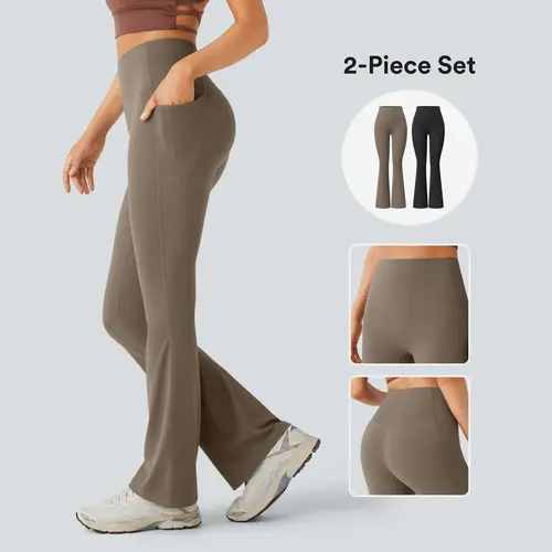 Halara 2-piece UltraSculpt High Waisted Tummy Control Pocket Shaping Yoga Bootcut Leggings set #BackToSchool