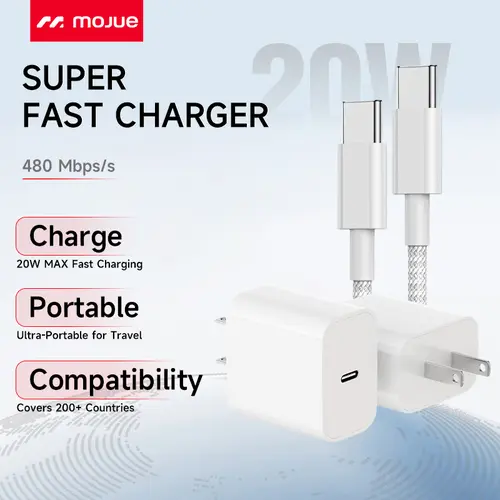 2 Pack 20W Super Fast Charger with 10FT/6FT Type-C to TYPE-C Cable for iPhone 17/16/15,iPad,Android,USB Mobile Smartphone ChargingDevice Electronic Cellphone