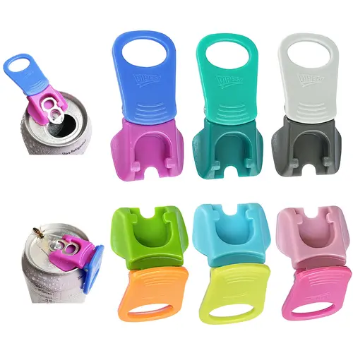 DIPESI Mixed-6pcs Wide-Handle Kitchen Can Openers Utensils Set - Dustproof, Insect-Repellent Mini Keychain Plastic Soda & Beverage Opener, Ideal for Camping, Kids