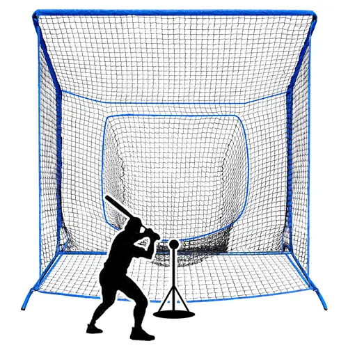 WICTTISPOSI Unisex Cube-Shape Baseball Softball Net with Blocking System - Metal Frame, Elevated Base, Storage Bag Keeps Setup Tidy at Home, Nylon Mesh - Training Equipment for Outdoor Cage Practice, Batting Practice Equipment