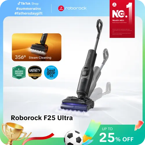 Roborock F25 series Ultra Steam Wet Dry Vacuum Cleaner, 356°F Steam Mop & 187°F Hot Water Cordless Vacuum Mop All in One, Floor Washer with Blue Light, 194°F Self-Cleaning, 180° Lay-Flat, AI Assitant Wheels  #roborocknewarrives #TikTokShopBackToSchool