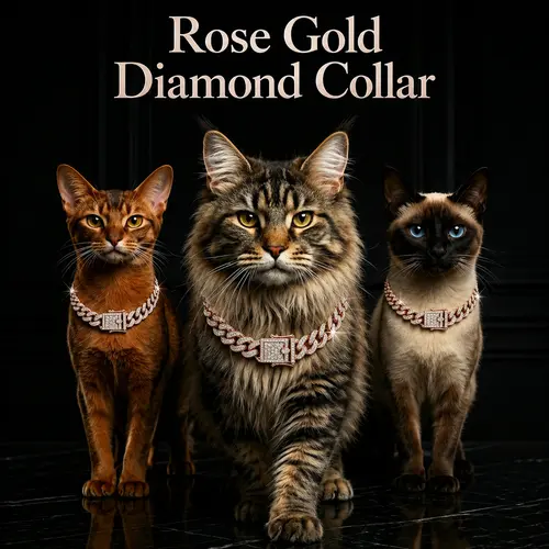 BenOphis Exclusive Custom-Color Rose Gold Cuban-Link Rhinestone Pet Collar, Medium-Large, Elegant Mosaic Crystal Detail Chain, Lightweight Fit, Secure Safety Buckle Neck Accessory for Indoor Parties & Birthdays (Dogs & Cats)