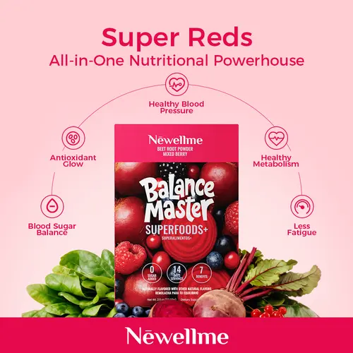 NEWELLME Super Red Food Powder, supports blood pressure, benefits leg veins, heart and blood vessel health, extracts of beetroot, etc. (14 bottles per box)