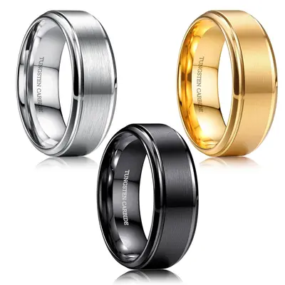 CASSIECA Tungsten Wedding Rings for Men Women 8MM Mens Wedding Band Black/Silver/Gold Matte Surface Polished Edge Engagement Promise Ring Comfort Fit 6-14 High Quality Materials Sturdy Durable Hypoallergenic Men's Accessories, Unisex,summerwins,summeroutf