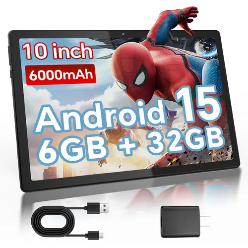 DigiLand 10.1-Inch Android 15 ARM Tablet, 6GB RAM 32GB+256GB Storage, 6000mAh Battery, Dual Cameras, Dual Speakers for Rich Audio, WiFi, BT 5.0, HD IPS Touchscreen, USB, Ideal Gift for Father's Day, Valentine's Day