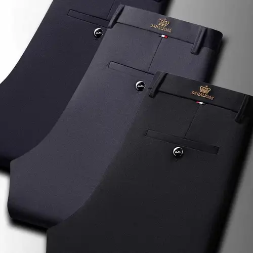 Men's Loose Straight-Leg Elastic-Waist Formal Pants, Anti-Wrinkle Comfortable Business Trousers for Formal and Casual Occasions, Casual Fashion Pants, Classy Casual Trousers