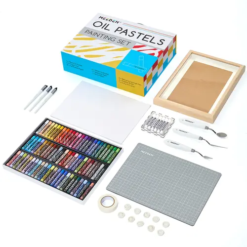 MEEDEN Soft Oil Pastels Full Kit - 102-Piece Art Supplies with 72 Colors, 6 White Pastels, Paper, Palette Knife, Masking Tape - Art Painting Kit for Adults, Back to School Haul, Friends & Family Thanksgiving Gifts, Craft Ideas