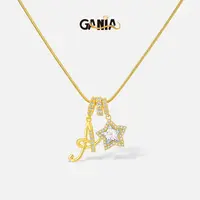GANIA delicate 26-letter gold pendant with star decorations, an elegant lady's necklace, the ideal choice for Valentine's Day gifts