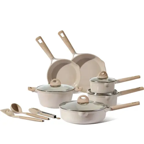 [Official] CAROTE 13Pcs Ceramic Cookware Set Nonstick, Sturdy Non-Toxic Pots and Pans Set Easy Cooking, Induction Available