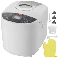 【toolupgrade】VEVOR Bread Maker Machine19-in-1 2LB Kitchen Appliances Dough MachineNonstick Ceramic PanAutomatic Digital Programmable Breadmaker with Gluten Free SettingWhole Wheat Bread Making3 Loaf Sizes3 Crust ColorsWhite, Bread Maker Machine, Counte