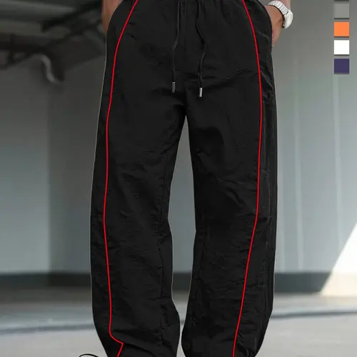Men's wide-leg sweatpants with drawstring and side stripes, comfortable and breathable casual wear suitable for outdoor activities and versatile enough for year-round use Athleisure Style pantalones para hombre holiday work party outfit
