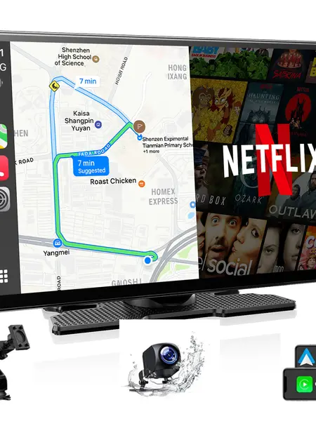 LAMTTO 9" Wireless CarPlay Screen for Old Cars –Add-On Dashboard Display with Built-in Netflix/YouTube/TikTok & 720P Backup Camera Kit Included, No Car Modification Needed, Works on 12-24V Cars Trucks SUVs  - Entertainment the Whole Ride Car Video Players
