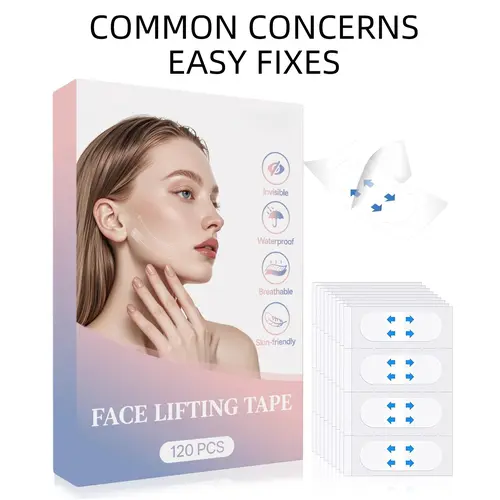 Face Lifting Tape - 120 PCS Ultra-thin Invisible Facial Patches, Breathable & Waterproof Lifting Stickers for Jowl Line and Neck, Makeup-Friendly Matte Finish, Oil-Free Cleaning Required