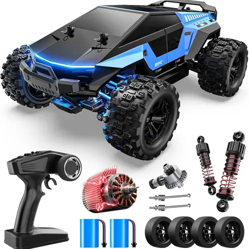 DEERC 1/18 Brushless Motor Remote Controlled Car - 40KM/H RC Stunt Car, 2.4GHz Waterproof Off-Road Truck, Futuristic Body Shell, Extra Drift Wheels, 2 Batteries, Kids’ Toy, Rc Stunt Cars summerwins