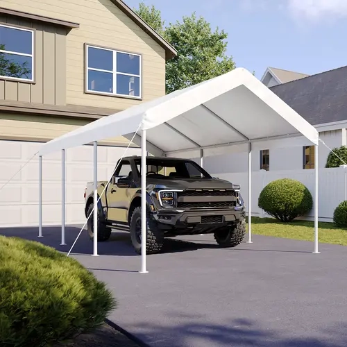 Aoxun 10x20 FT Premium Outdoor Vehicle Shelter - Heavy-Duty Frame, Tear-Resistant Tarp, Wind-Resistant, 9.25ft Headroom, 90 lbs, Sun Protection, Portable, No Sidewall, Detailed Instructions, Canopies & Shade, Sunshade/Large/Open Roof Cover Parasols, Canop