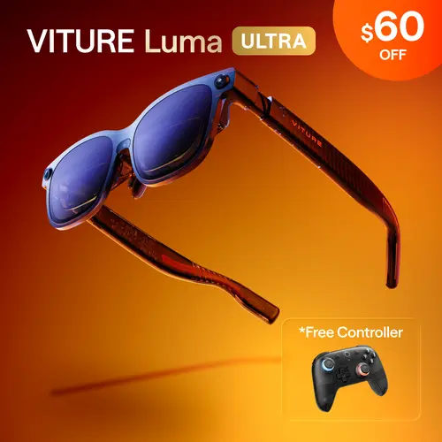 VITURE Luma Ultra Wearable AR Smart Glasses - Classic, Translucent, 152'' Display, 1500 Nits, 6DoF, 52° FOV, 2D to 3D, Electrochromic Film, Myopia Adjustments, Gesture Control, Compatible with iPhone 17/16/15, PS5, PS4, Switch 2, Android, Mac, PC