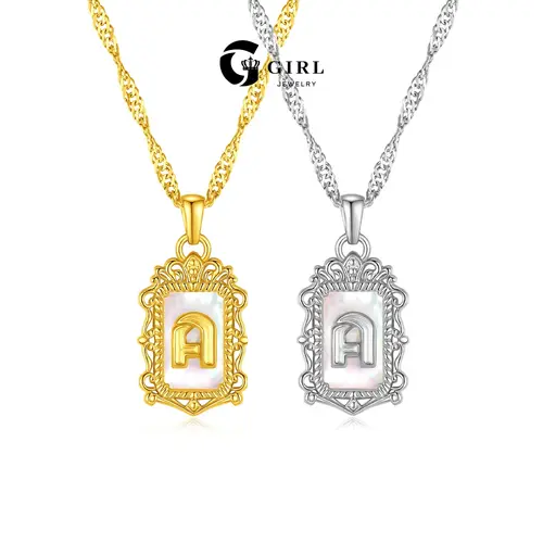GGIRL 18K Gold Plated Elegant Initial Letter Pendant Necklace for Men Women Elegant Wave Chain Alphabet A-Z Fashion Jewelry Gifts for Daily Summer Beach Parties Holiday Birthdays Anniversaries Back to School Various Occasions
