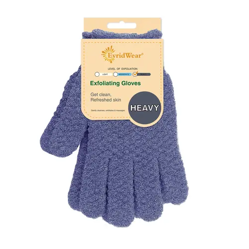 Evridwear Exfoliating Dual-Texture Bath Gloves - Personal Bathing Accessories with Hanging Loop, Hand Soap Compatible, Dead Skin Remover for Shower, Spa (1 Pair Heavy Glove, Exfoliating Mesh Sponge Alternative), Lifts Dead Skin Layers
