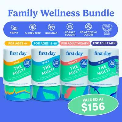 FAMILY BUNDLE & SAVE (4-PACK) - Complete Multivitamin Set for Kids, Teens, Women & Men – Vitamins A, C, D3, K2, B12, Folate + Zinc & Biotin – Immunity, Energy & Brain Support – Vegan, Non-GMO, Clean Ingredient Gummies - 30-Day Supply, Supplement, Chewable