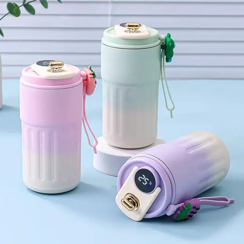 316 Stainless Steel Travel Mug With Temperature Display , Suitable For All Seasons, Ideal Gift For Camping, School, Travel Stainless Steel Insulated Tumbler Flask Drinkware Portable Coffee Bottled lid n