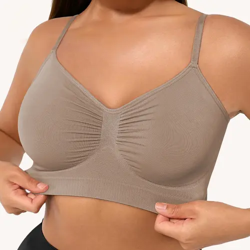 Women's Everyday Wireless Bralette, Seamless Comfortable Fitted Tank Top, Medium Support Buckleless Design, All Seasons Wear, Seamless Casual Bralette