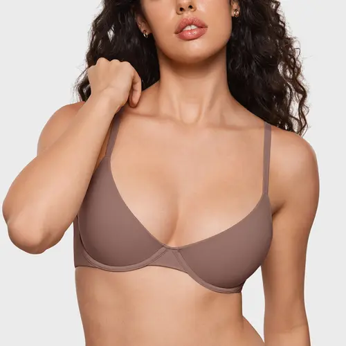 INLYRIC Women's Inbarely Plus Balconette Bra - Lightly Padded Underwire Sexy Tshirt Demi Bras Supportive Soft Fabric Adjustable Straps