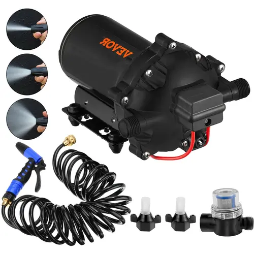【Summerfinds】VEVOR 12V High Capacity Washdown Deck Water Diaphragm Full Kit, 20 Lpm 70 Psi Efficient Pump with Brass Thread Fit for Boats, Caravan Anchor Chains Use