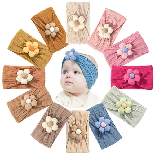 Girls' Floral Hairbands Set, Handmade Soft Nylon Headwear, High Elastic Comfortable Cute Hair Accessories for Pre-School Children, All Seasons, Hair Accessories Sets