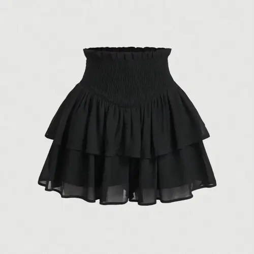 Stylish Basic Plain Double-Layer Ruffled Summer Short Fitted Skirt for Casual Wear, Comfortable Bodycon Skirt