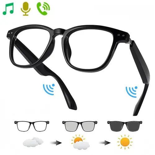 Unisex Multifunctional Audio Sunglasses, Automatic Light Tint Smart Glasses with Hands-Free Calling, Wireless Music, Phone Connectivity, 75mAh Batteries for Casual Walking, Smart Audio Glasses, Multifunctional Smart Glasses