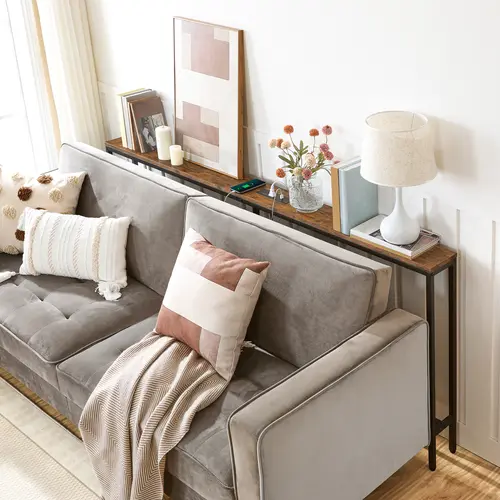MAHANCRIS Skinny Console Table with Power Outlets, 70.9" Narrow Sofa Table, Behind Couch Table with Charging Station, Sofa Hallway Table for Plants, Living Room #SummerVibes#DealsforYouDays #SummerGarden