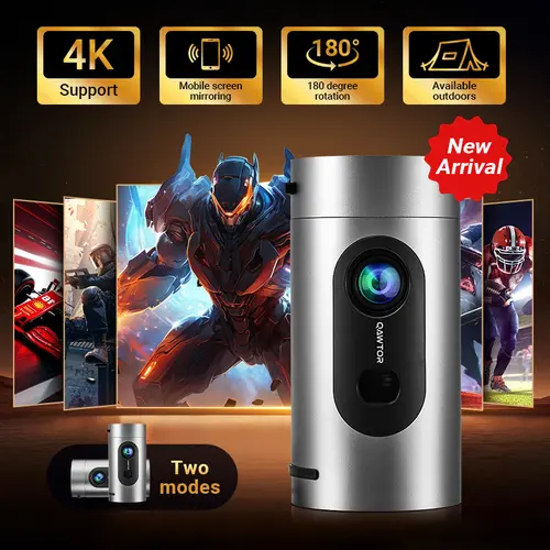 Portable Smart Mini Projector – 160 ANSI Lumens 4K Supported Outdoor/Home Theater Projector with Auto Focus, WiFi 6, Bluetooth 5.0, Built-in Apps, Powerful Stereo Speakers & Premium Durable Design, Android, Gaming, Smart Projector