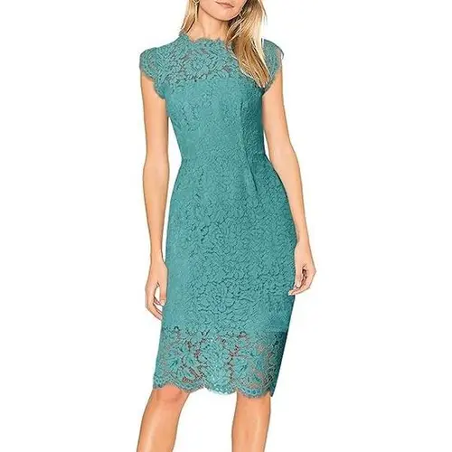 MEROKEETY Women's Sleeveless Lace Floral Elegant Cocktail Dress Crew Neck Knee Length for Party
