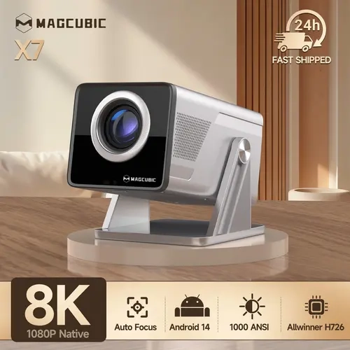 [US warehouse] Magcubic X7 Projector 1000ANSI Auto Focus 8K Decode Android 14.0 Built-In HiFi Speaker Auto Obstacle Avoidance & Fully Keystone Correction Dual WiFi6 BT5.4 Native 1080P 180° Rotatable Allwinner H726 #TechVibes