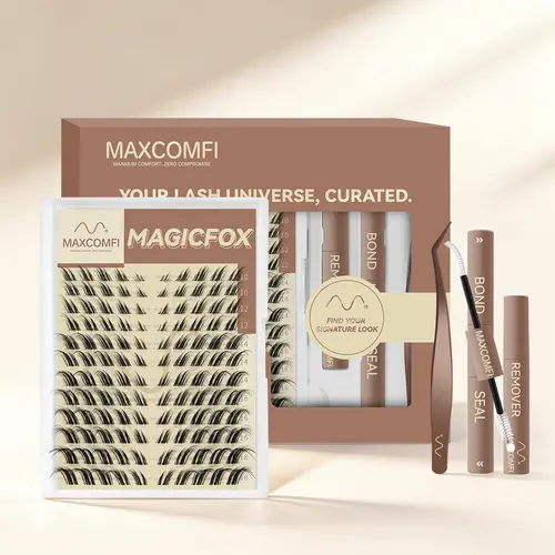 MaxComfi Fox Style Cluster Lashes, Soft Short Segmented False Eye Lashes , MagicFox Vibe-Enhanced Lash Extension Clusters, Bunny Style, Long-Lasting, Waterproof, Super Soft Thin Band, Voluminous Flawless Look, Beginner-Friendly DIY, Summer Vibes