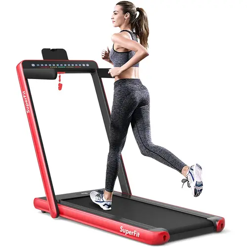 COSTWAY 7.5MPH Folding Treadmill, Dual Display Foldable Treadmill for Home with Remote/Smart App Control, Portable Compact Treadmill for Office Under Desk, Folding Running Machine for Small Spaces, Walking Pad
