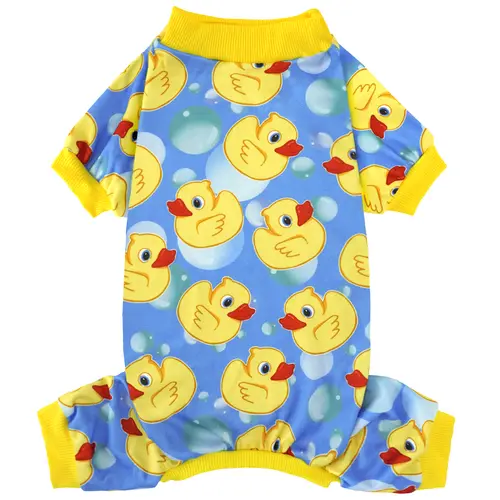 XPUDAC Bubble Duckies Print Soft Warm Pet Pajama - Universal Fit Fabric Clothing for Hairless Dogs & Cats, Stylish Summervibes Animal Costume with Warmth for Indoor/Outdoor Use,Festive Christmas Halloween Gift