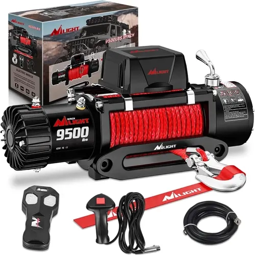 Nilight 12V Heavy Duty Electric Winch, IP68 Waterproof, 3500-13500 LBS Car/Truck/Boat Accessory, Red Synthetic Adjustable Rope, Hawse Fairlead, 4.8kw/6.5hp, Wired & Wireless Remote (Stays Up to 82ft Away), 20.8 Inches, Off-Road Pull for Jeeps