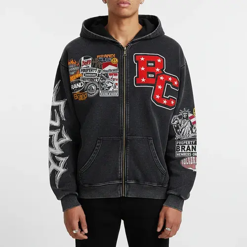Sopula Studio Men's 90s-Inspired Collared Washed Graphic Hoodie - Retro Peace Club Design, Casual Sportswear, Streetwear, Mensfashion