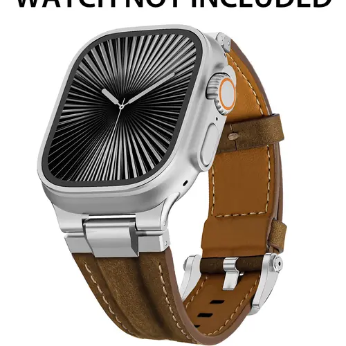 CrazyGrass Genuine Leather Watch Band For Watch Ultra 2 Series 10 9 8 7 SE 44mm 45mm 46mm 49mm, Soft Breathable Men's Strap Multi Color Durable Comfortable Wristband for Business Casual Daily Wear [ Watch NOT Included ] Wearable, Accessories